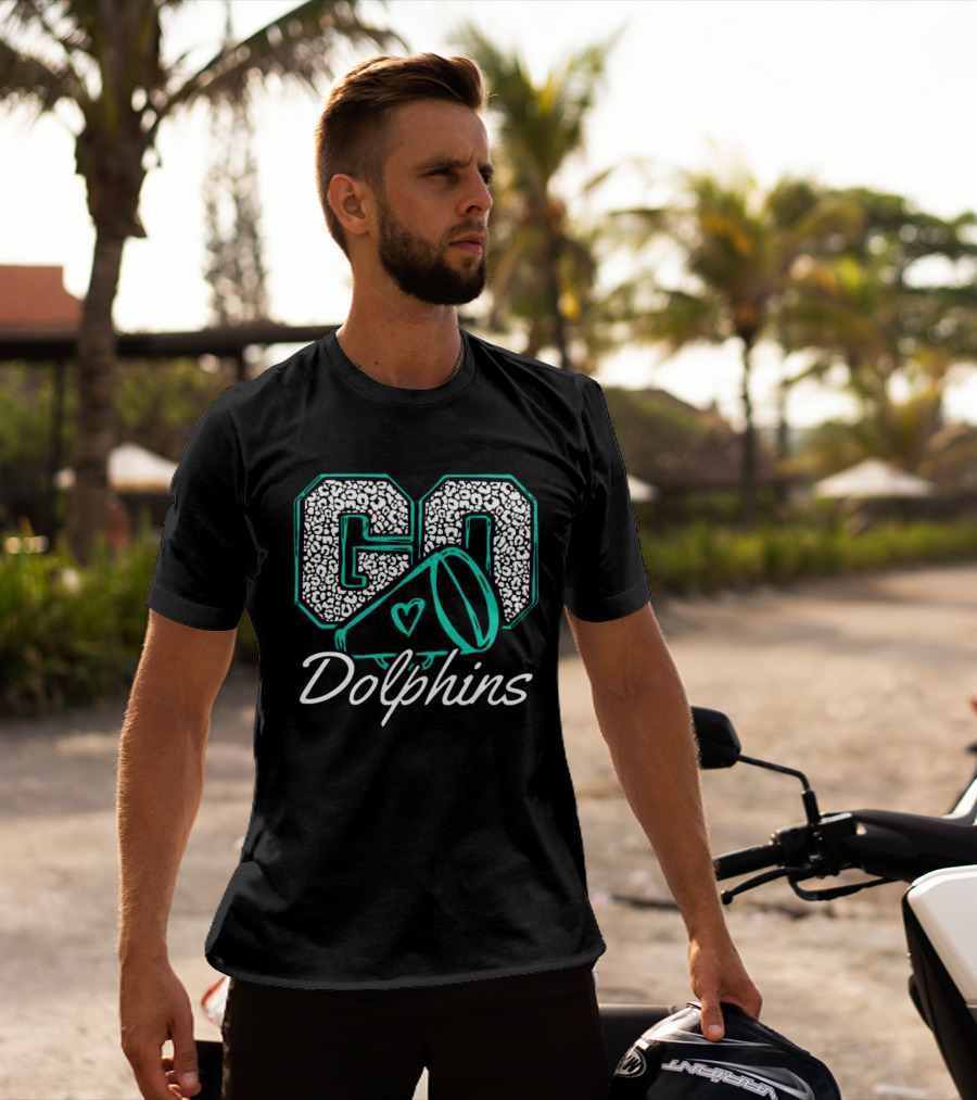 GO Dolphins Cheer Megaphone Heart T-Shirt