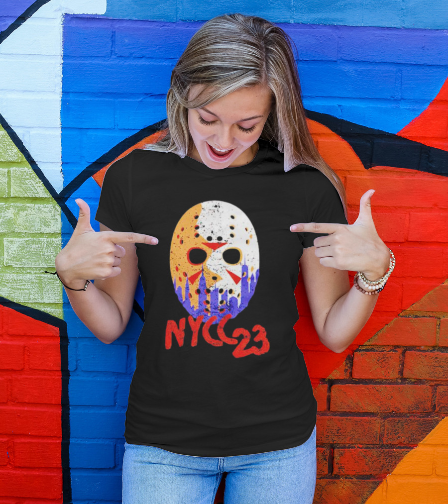 NYCC 23 Jason Voorhees Hockey Mask Skyline T-Shirt