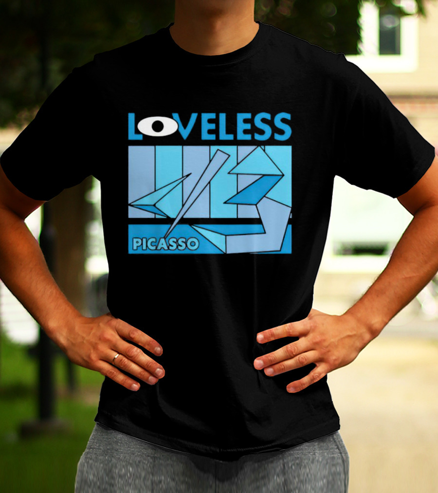 Loveless Picasso Abstract Eye Blue Geometric T-Shirt