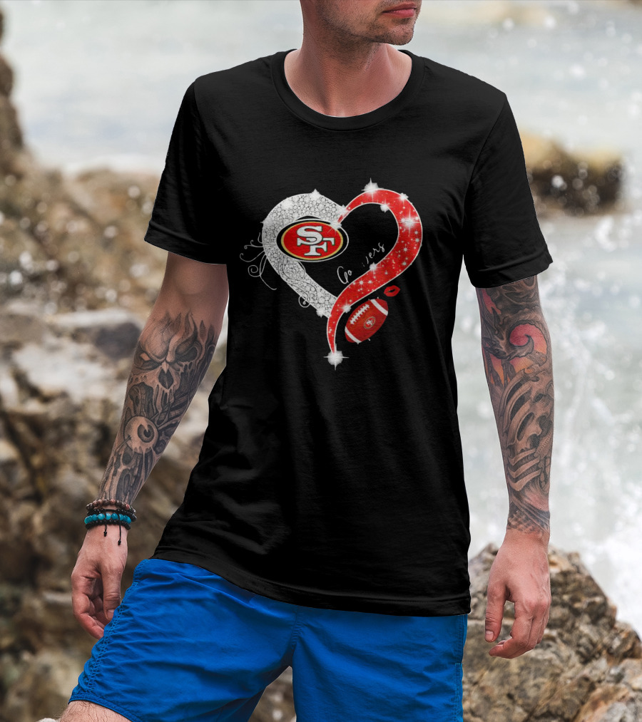 San Francisco 49ers Heart Diamond Blink Football 49ers T-Shirt