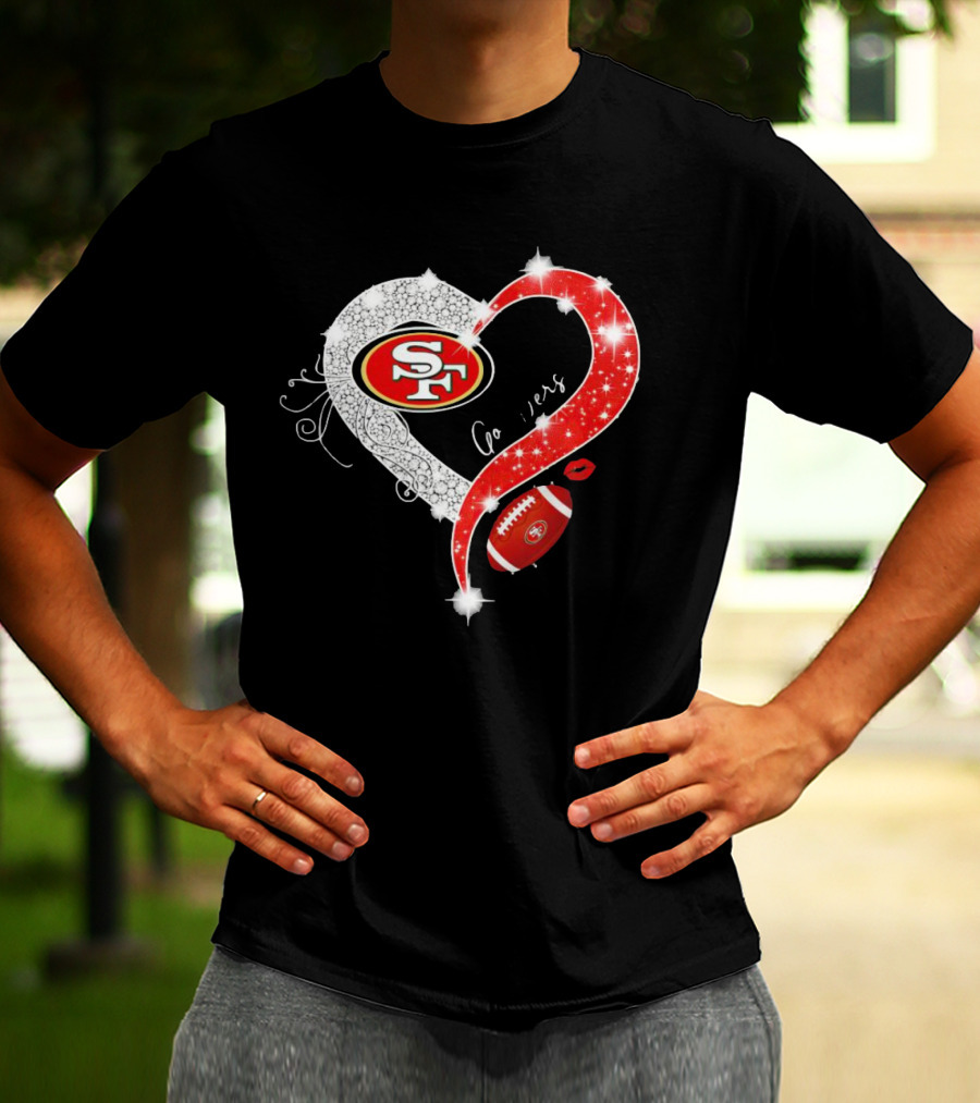 San Francisco 49ers Heart Diamond Blink Football 49ers T-Shirt