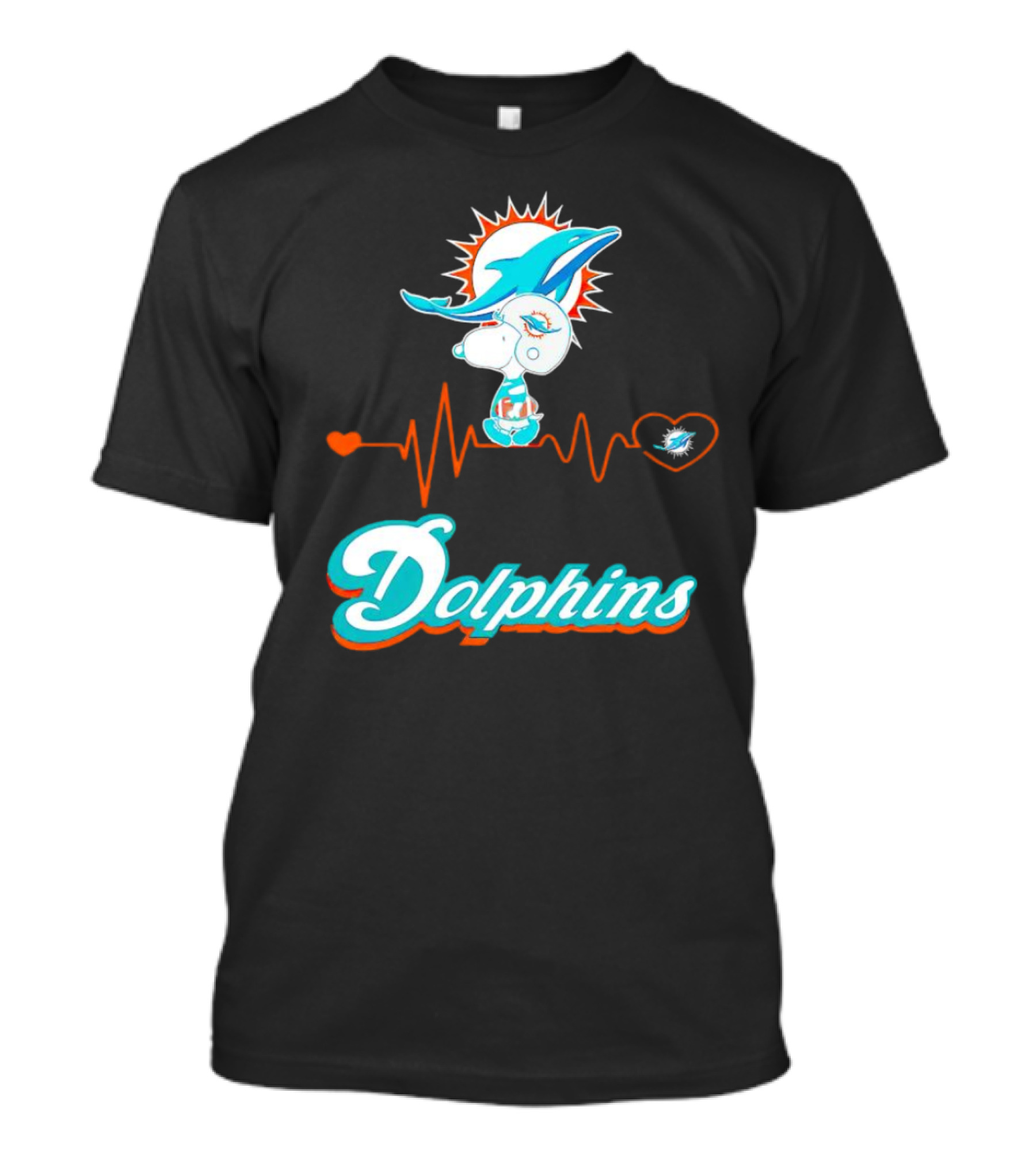 Snoopy Dolphins Heartbeat Miami Dolphins T-Shirt