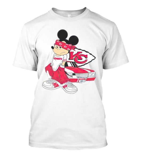 Mickey Mouse Chiefs KC Car Posing Kansas City Chiefs T-Shirt