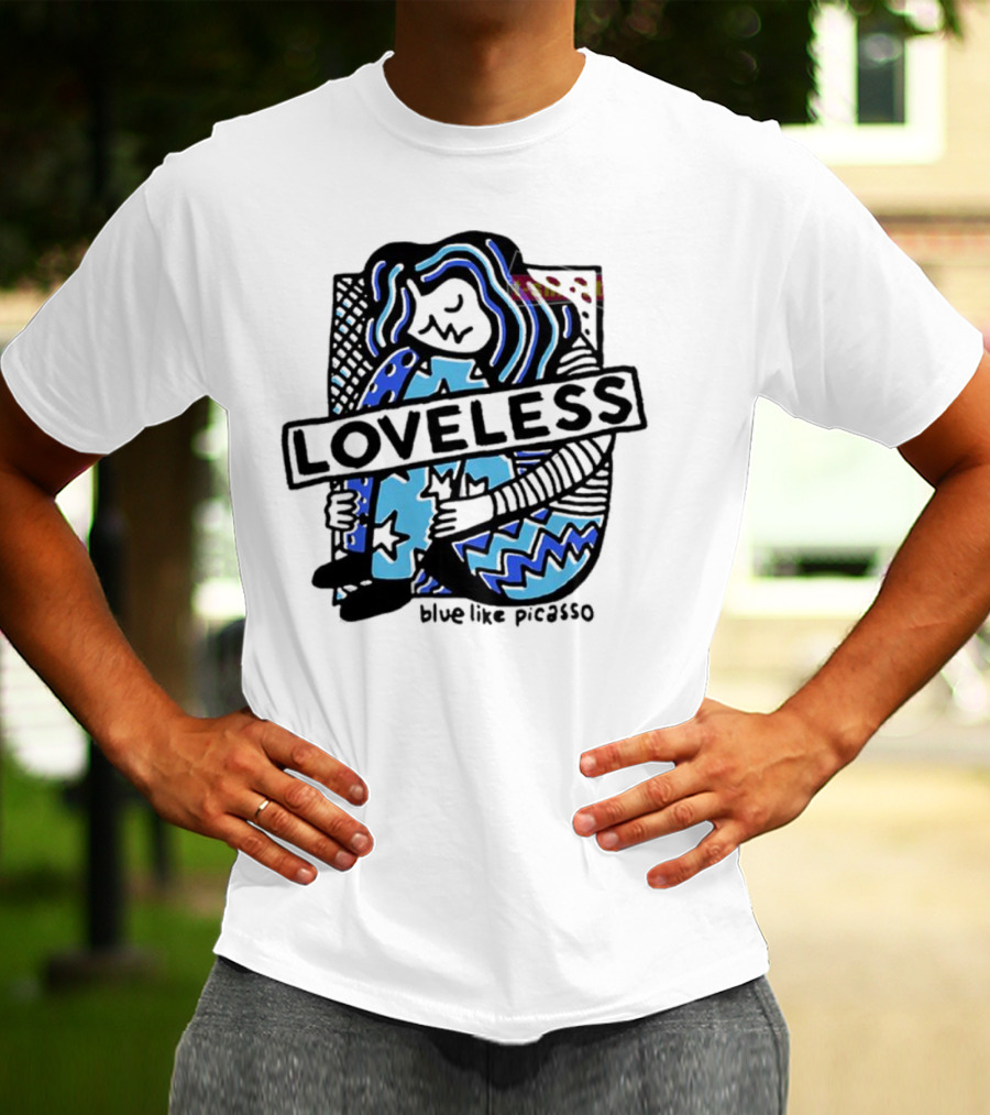 Loveless Blue Like Picasso Stars And Zigzags T-Shirt