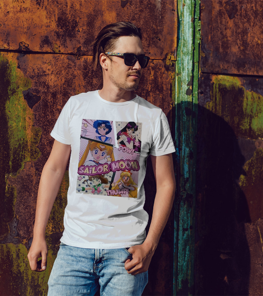 Sailor Moon Pow Thump Vintage Style With Sailor Moon Characters T-Shirt