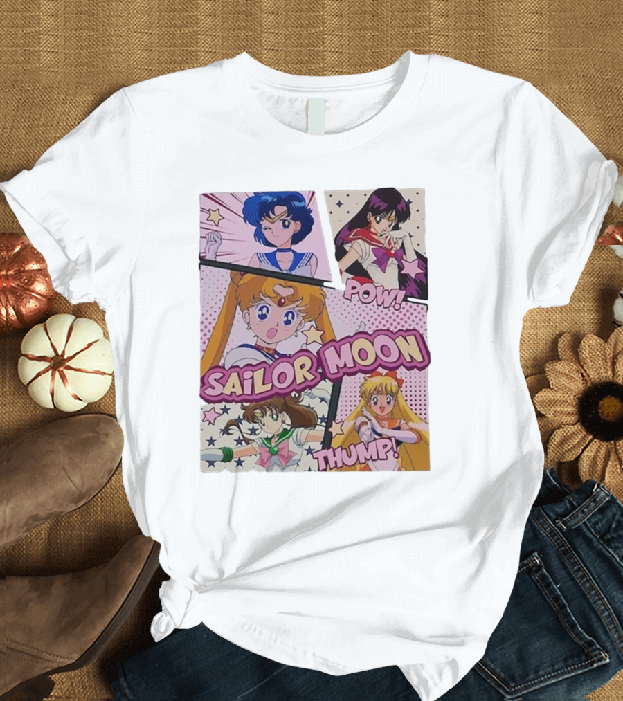 Sailor Moon Pow Thump Vintage Style With Sailor Moon Characters T-Shirt