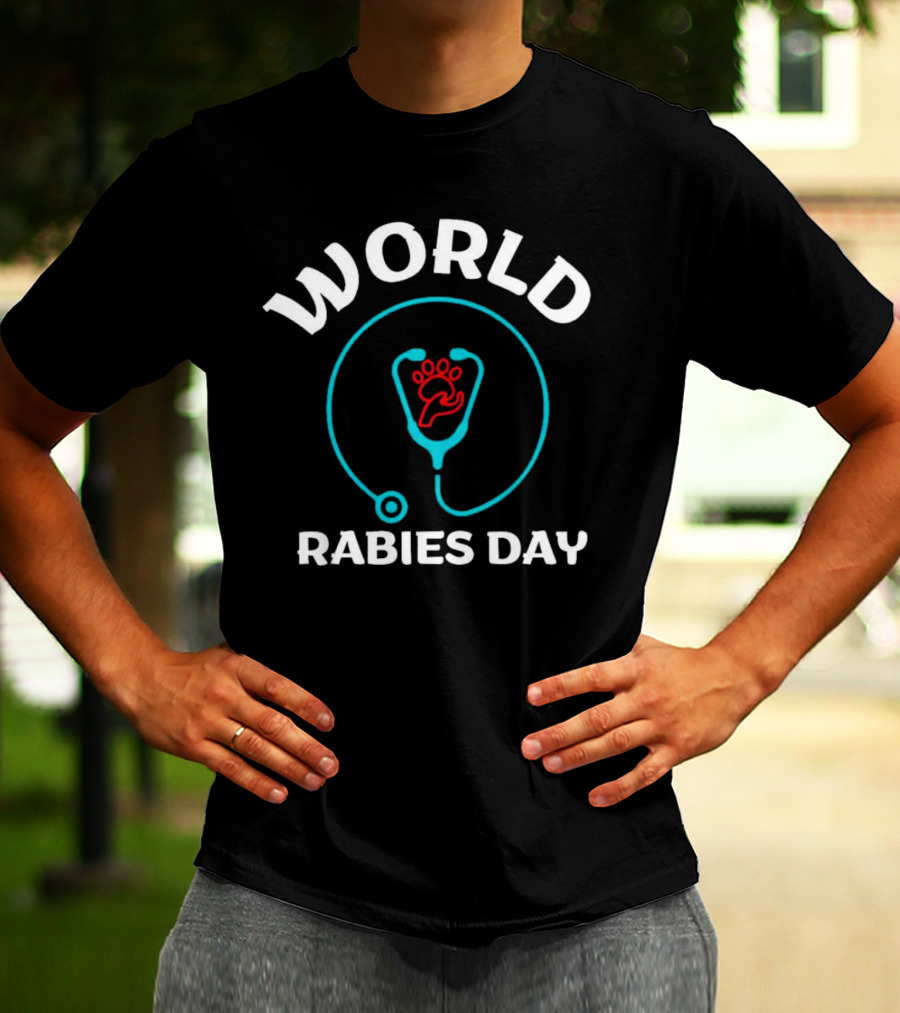 World Rabies Day Stethoscope Pawprint T-Shirt