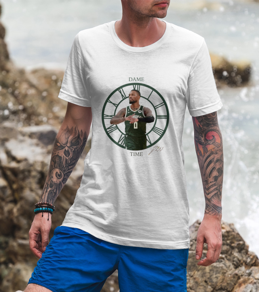 Dame Time Damian Lillard Signature Milwaukee Bucks T-Shirt