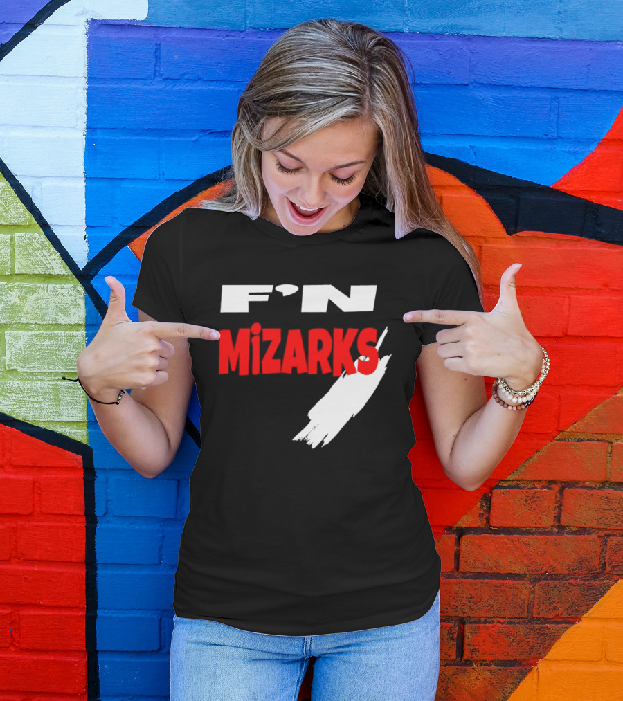F'N Mizarks Bold Red And White Text With Brushstroke T-Shirt