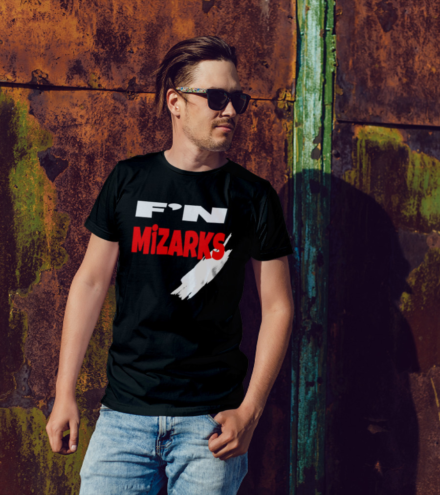 F'N Mizarks Bold Red And White Text With Brushstroke T-Shirt