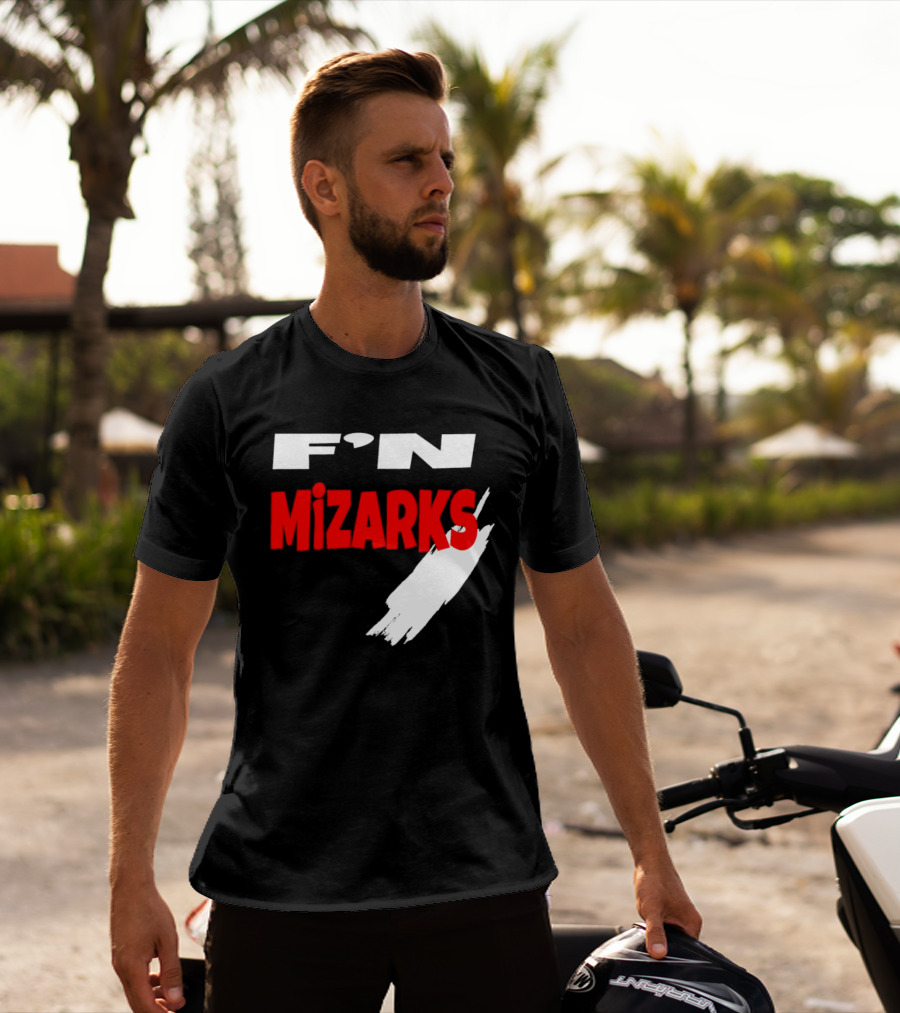 F'N Mizarks Bold Red And White Text With Brushstroke T-Shirt