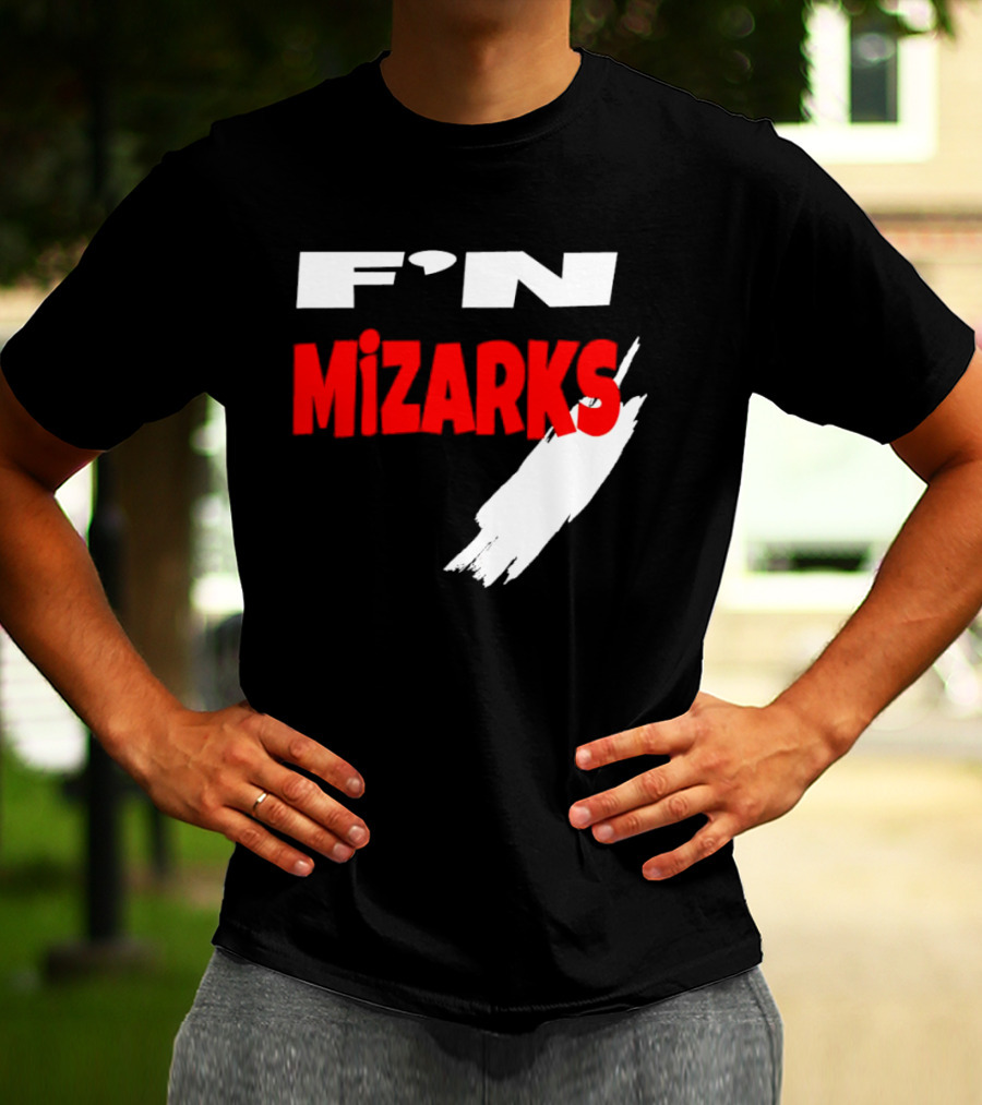 F'N Mizarks Bold Red And White Text With Brushstroke T-Shirt