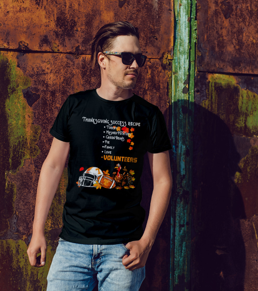 Thanksgiving Success Recipe Turkey Volunteers Football Helmet Tennessee T-Shirt