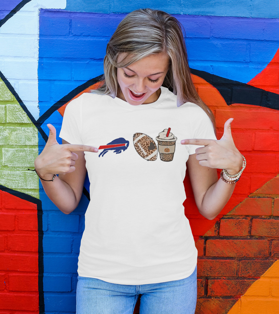 Buffalo Bills Fall Leopard Football Pumpkin Spice Coffee T-Shirt