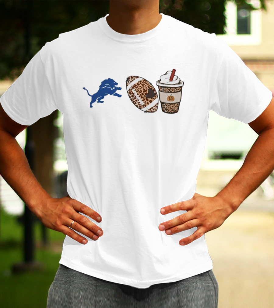 Detroit Lions Leopard Football Pumpkin Spice Fall Season T-Shirt