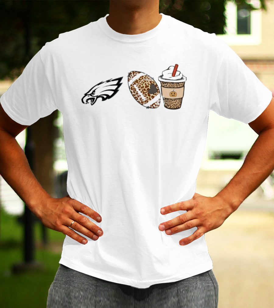 Philadelphia Eagles Leopard Football Fall Season Pumpkin Cup T-Shirt
