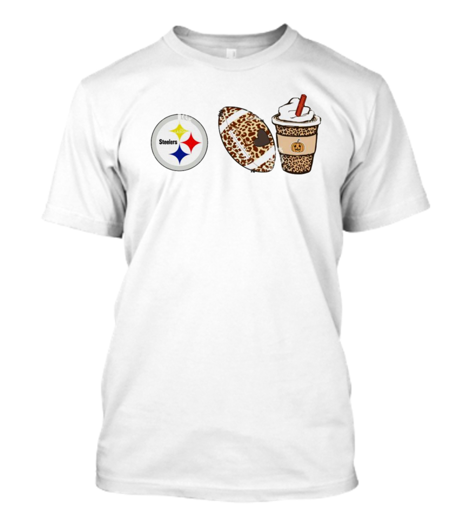 Pittsburgh Steelers Leopard Print Football Pumpkin Spice Fall Season T-Shirt