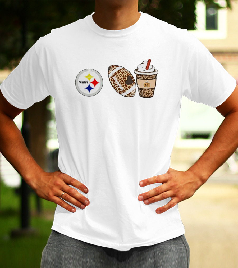 Pittsburgh Steelers Leopard Print Football Pumpkin Spice Fall Season T-Shirt