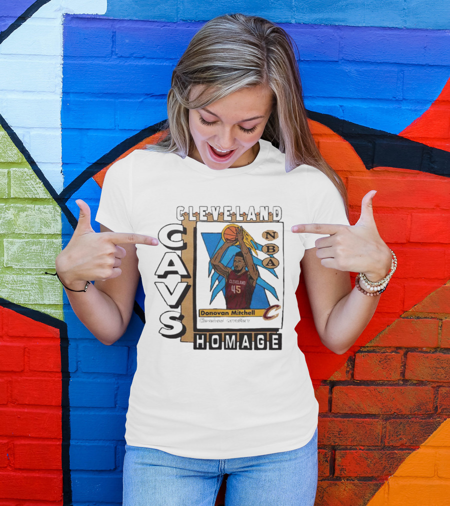 Cleveland Cavs Donovan Mitchell NBA Homage Trading Card T-Shirt