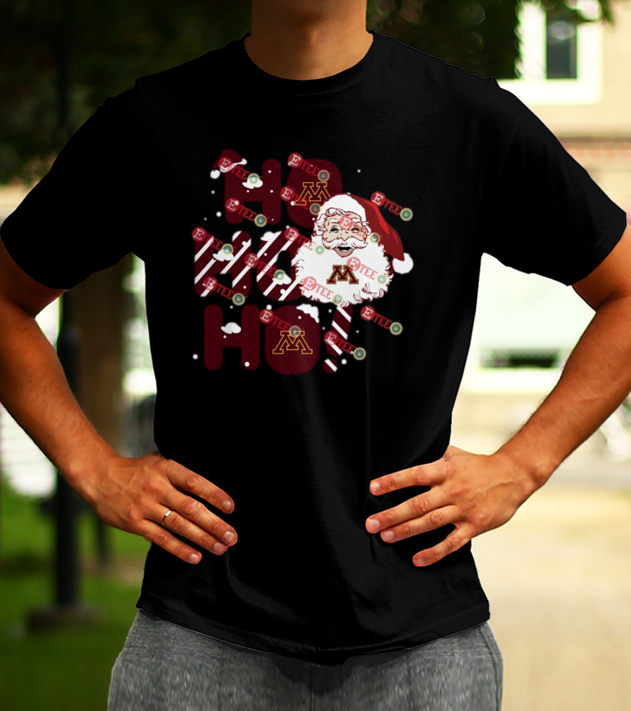 Minnesota Golden Gophers Santa Claus Ho Ho Ho Christmas Snowflake Candy Cane T-Shirt