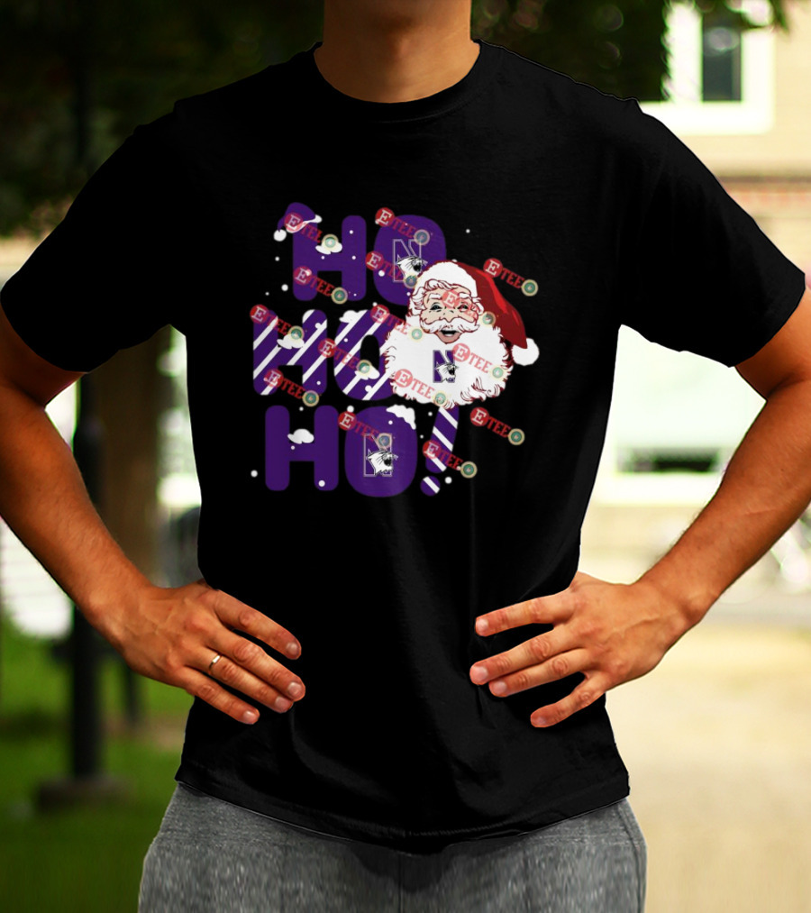 Northwestern Wildcats Santa Claus Ho Ho Ho Christmas Snowflakes T-Shirt