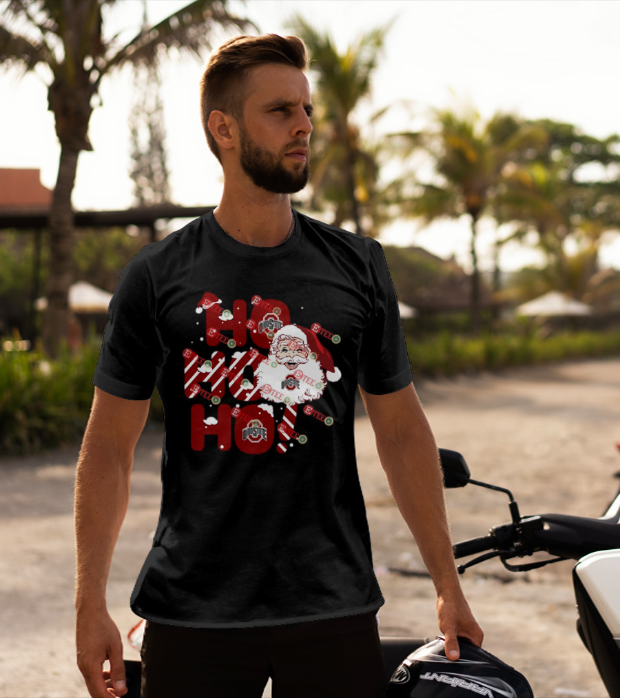 Ohio State Buckeyes Santa Claus Ho Ho Ho Christmas Holiday Spirit T-Shirt