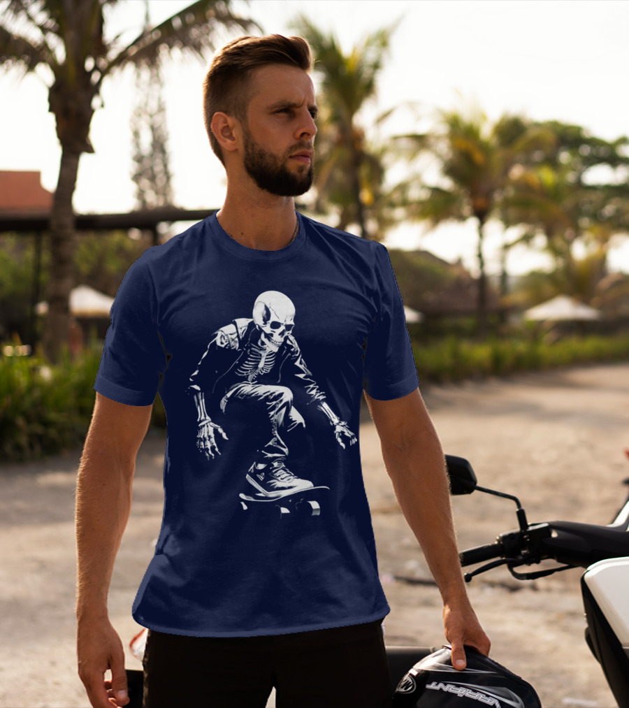 Skeleton Skateboarder Cool Iconic Street Style Skater Pose T-Shirt