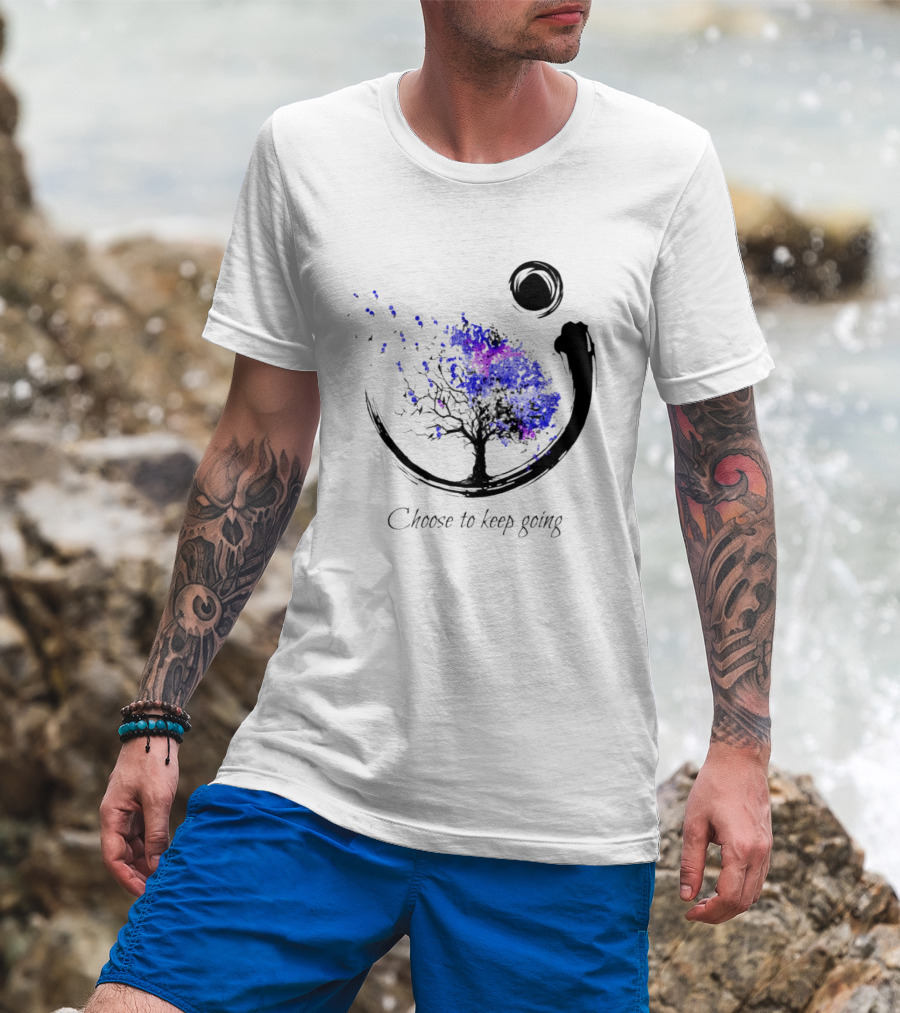 Choose To Keep Going Enso Tree With Splatter Art And Circle T-Shirt