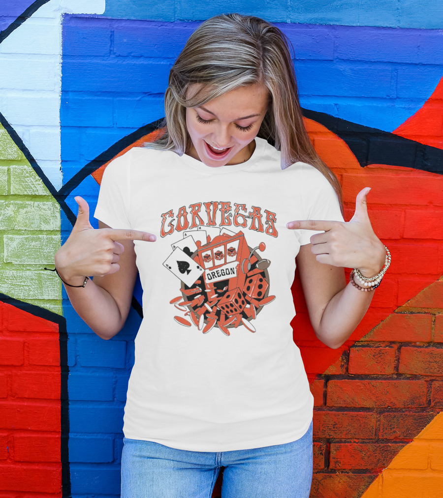 Corvegas Oregon OS Slot Machine Dice Cards Football Elements T-Shirt