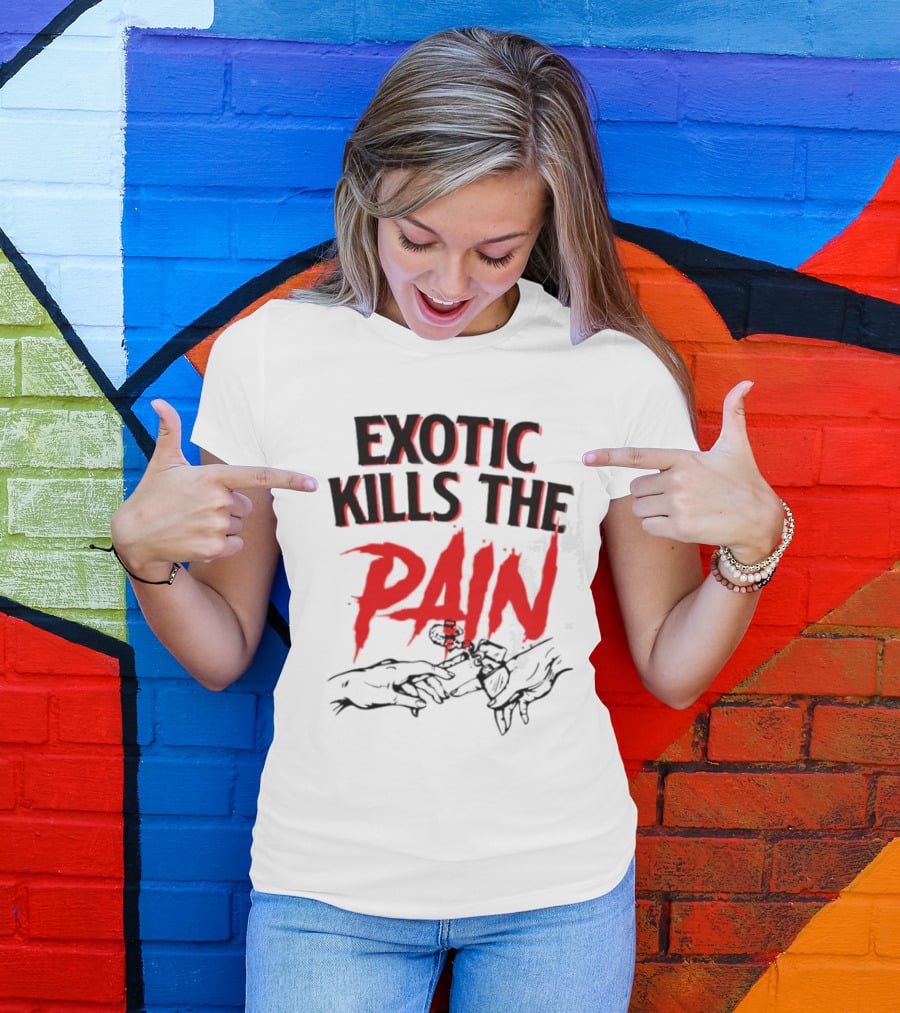 EXOTIC KILLS THE PAIN Handshake Shadows T-Shirt