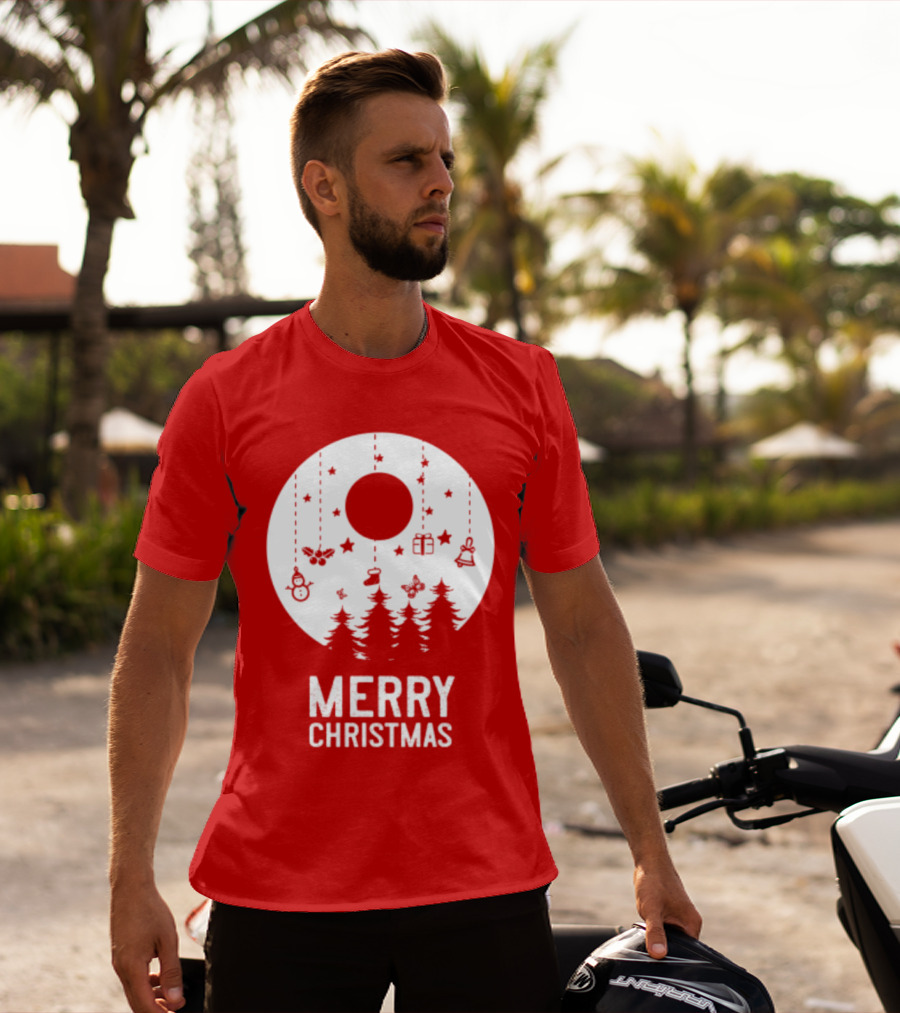 Merry Christmas Snowman Trees Stars And Presents T-Shirt