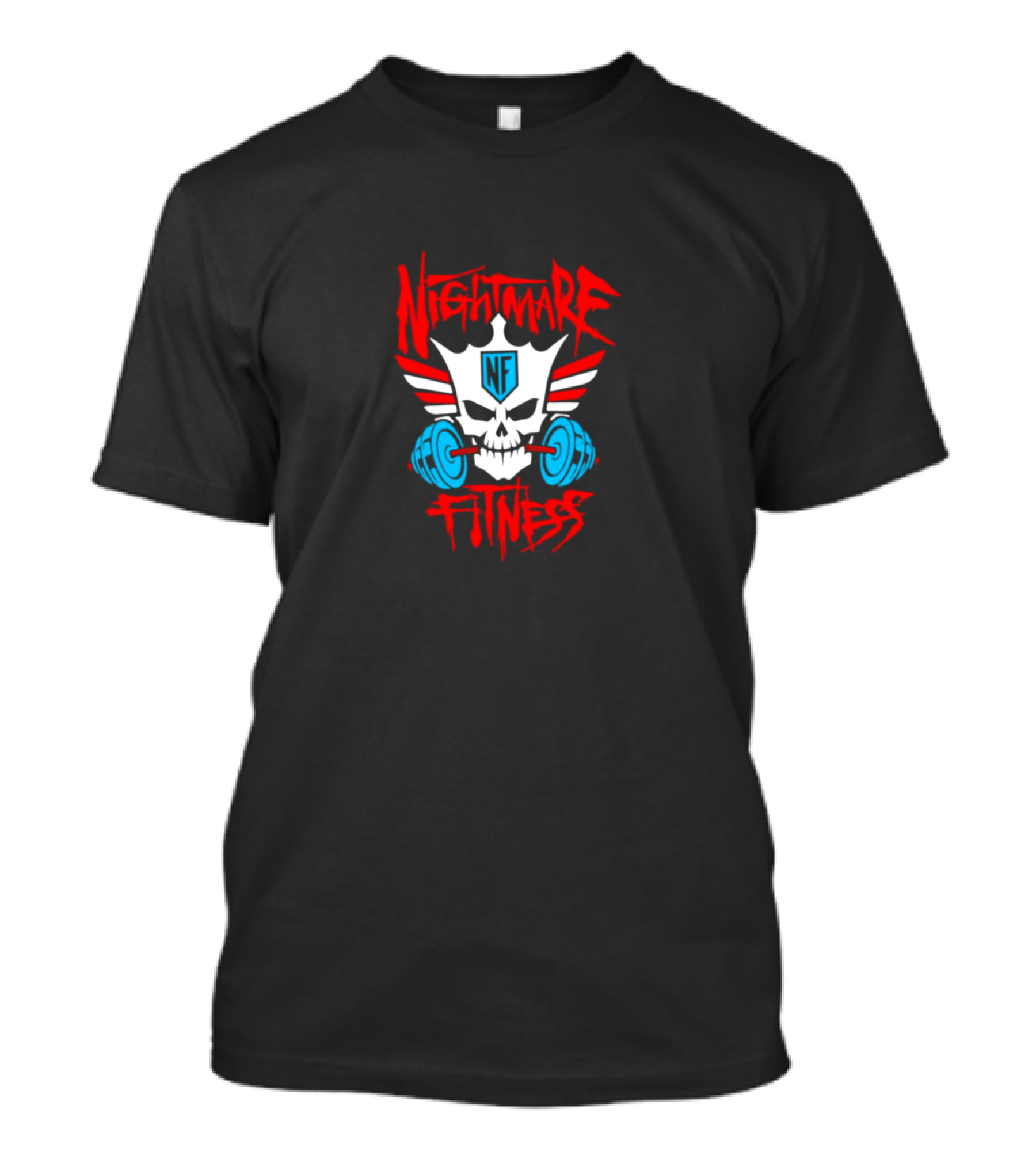 Nightmare Fitness NF Skull Wings Barbell Emblem T-Shirt