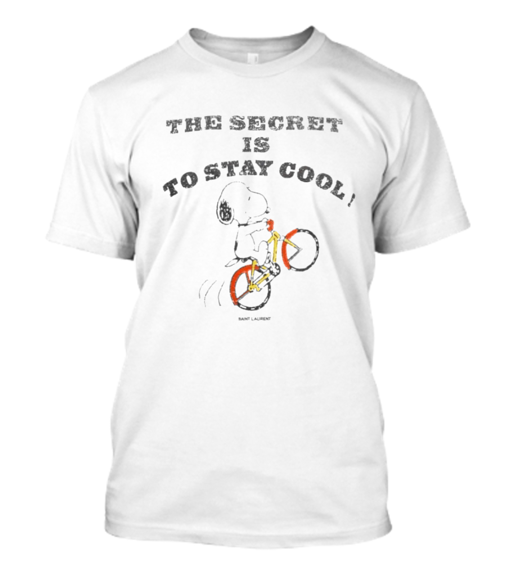 Snoopy The Secret Is To Stay Cool Riding Bicycle Saint Laurent T-Shirt