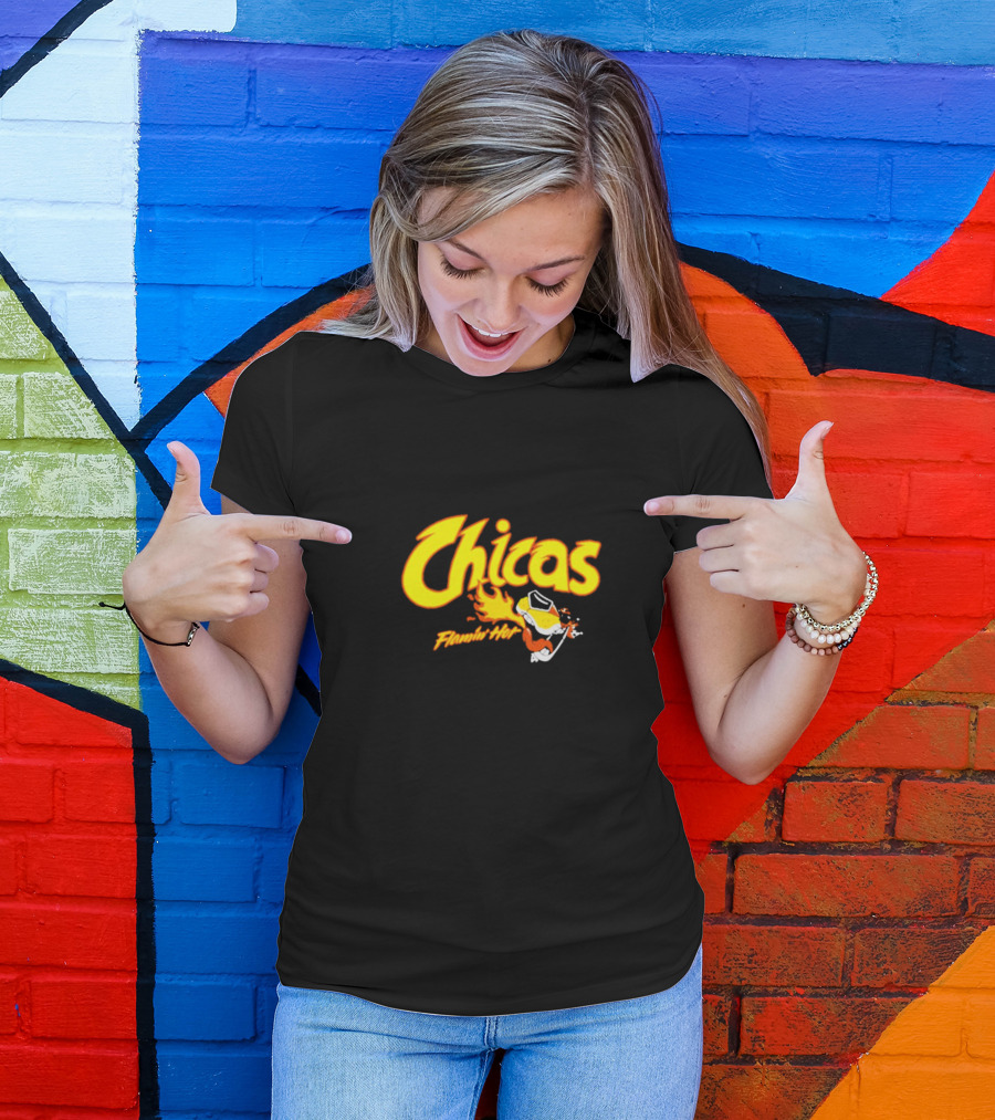 Chicas Flamin’ Hot Cheetos Cartoon Flame T-Shirt