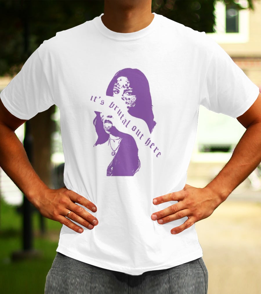 Olivia Rodrigo It's Brutal Out Here Purple Dual Image T-Shirt