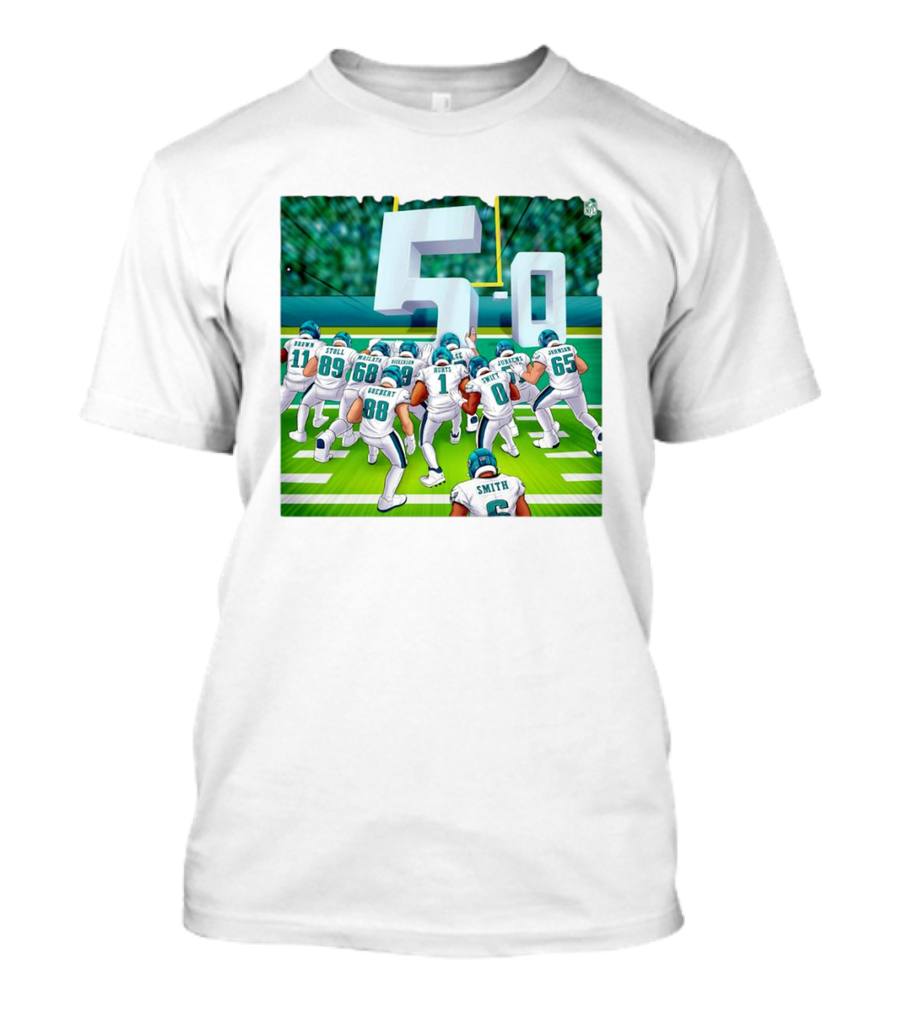 5-0 Brotherly Shove Undefeated Philadelphia Eagles Team Formation T-Shirt