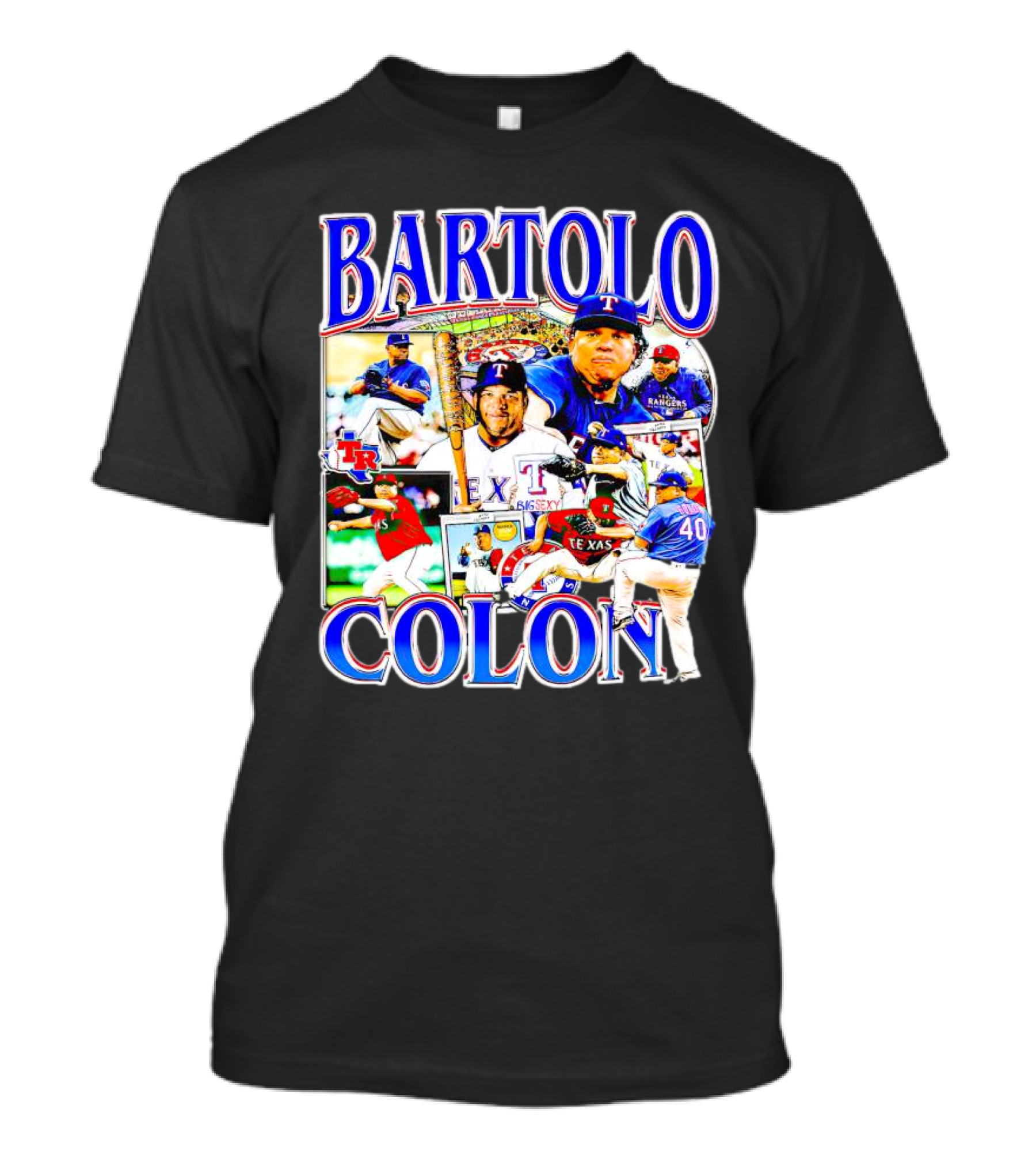 BARTOLO COLÓN Texas Rangers Pitching Action Collage T-Shirt