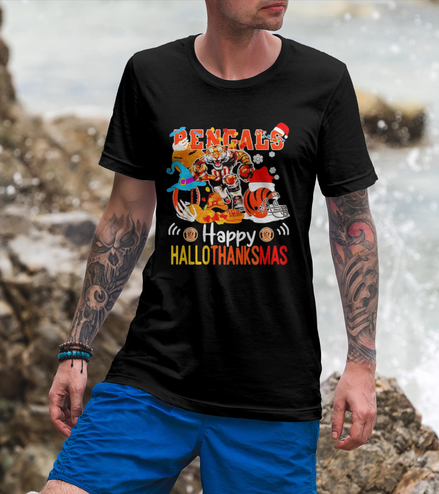 Bengals Mascot Festive Happy Hallothanksmas T-Shirt