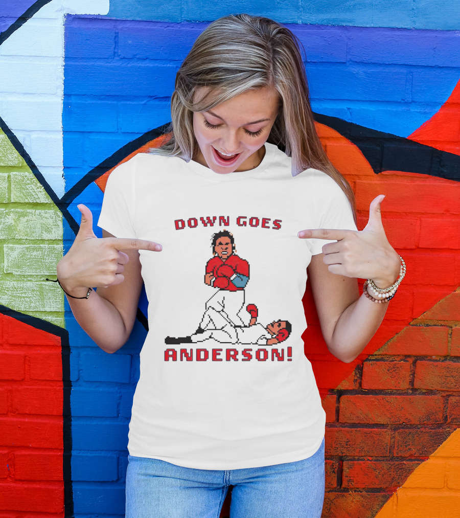 Down Goes Anderson Punch-Out Cleveland Baseball Retro Pixel T-Shirt