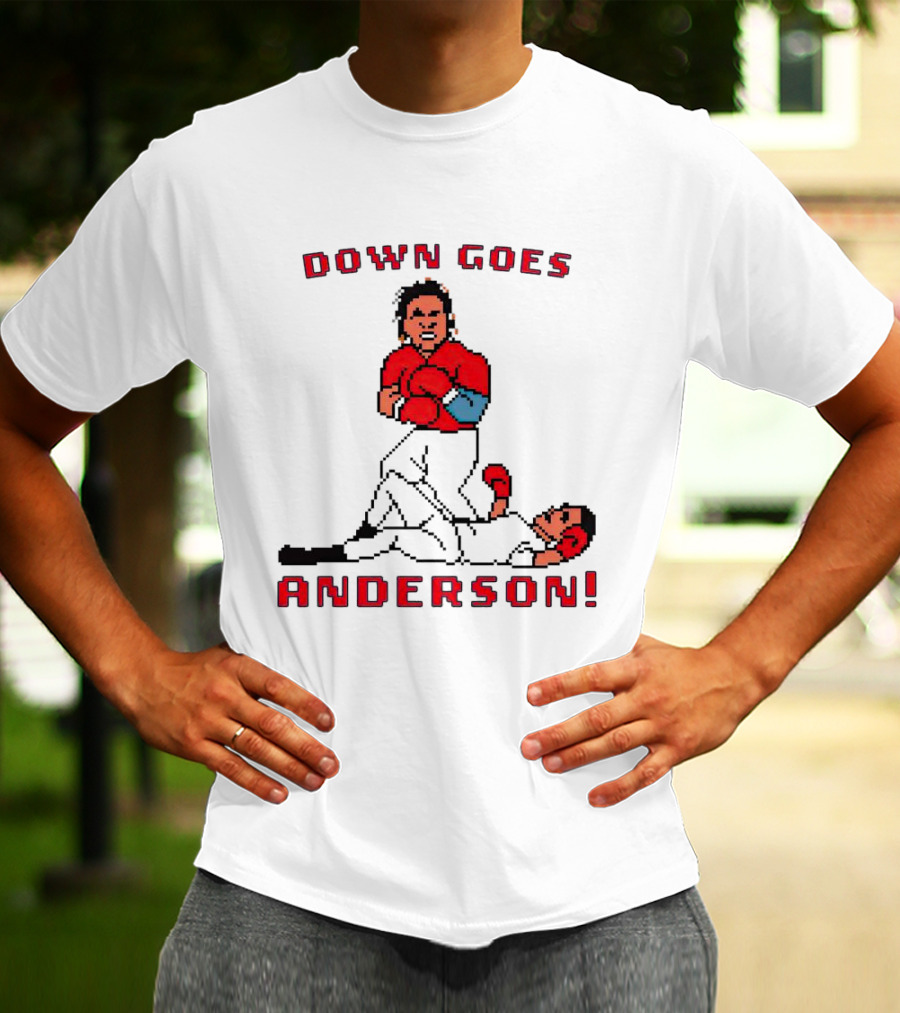Down Goes Anderson Punch-Out Cleveland Baseball Retro Pixel T-Shirt