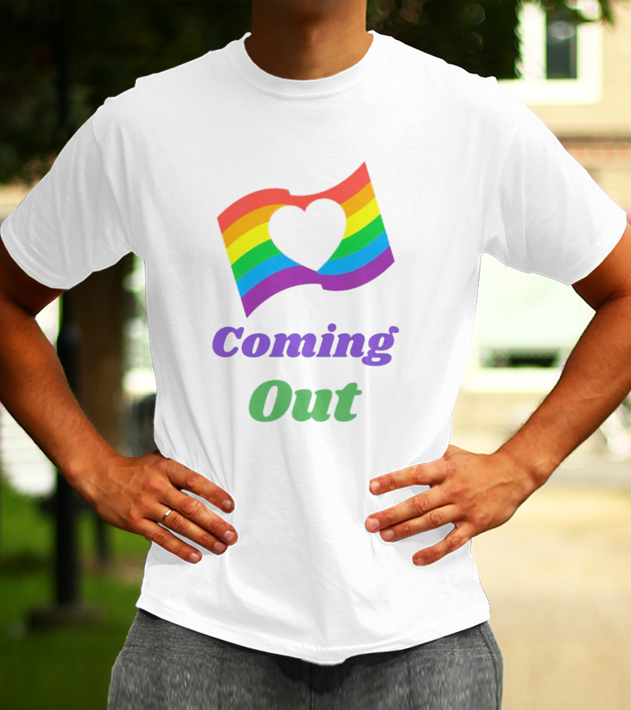 Rainbow Heart Flag Coming Out T-Shirt