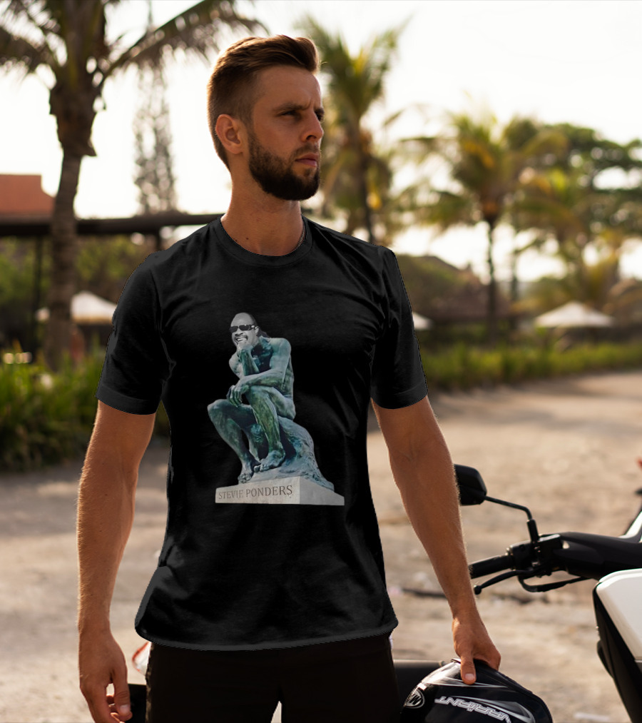 Stevie Ponders Roman Statue Stevie Wonder Pun T-Shirt