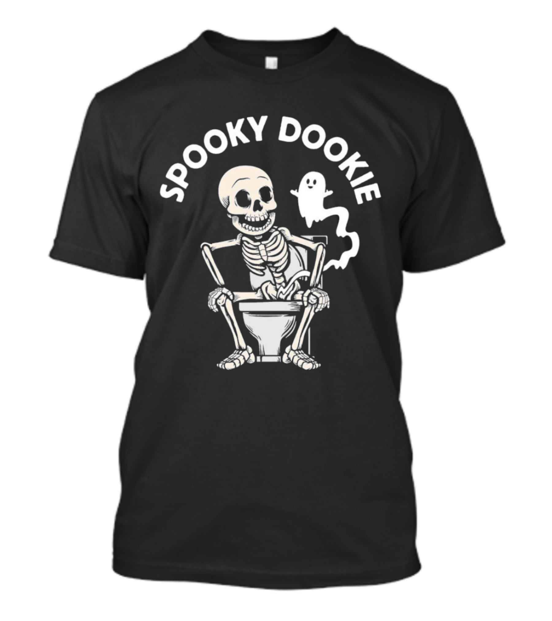 Spooky Dookie Skeleton And Ghost On Toilet T-Shirt