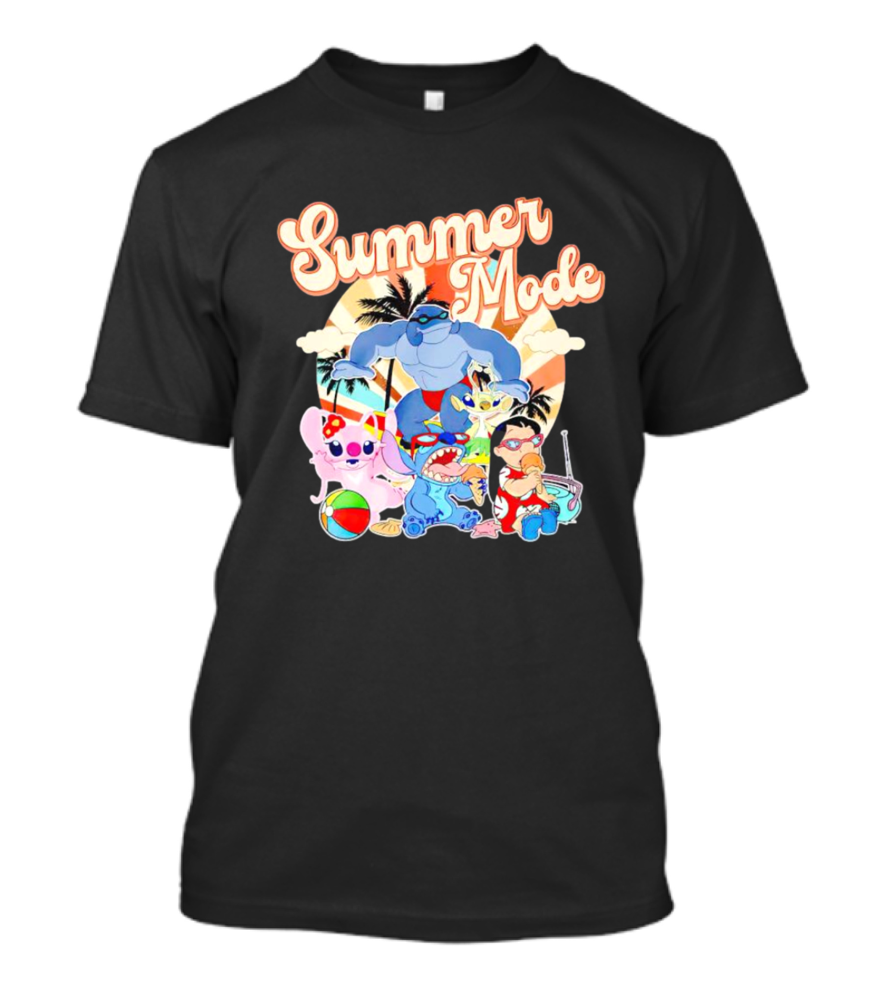 Summer Mode With Lilo And Stitch Characters Tropical Vibes T-Shirt