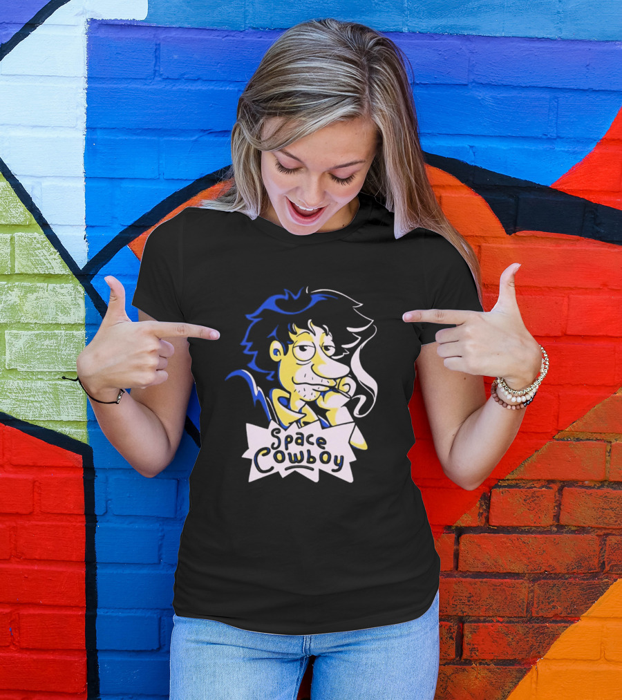 Space Cowboy Smoking Cartoon Character T-Shirt