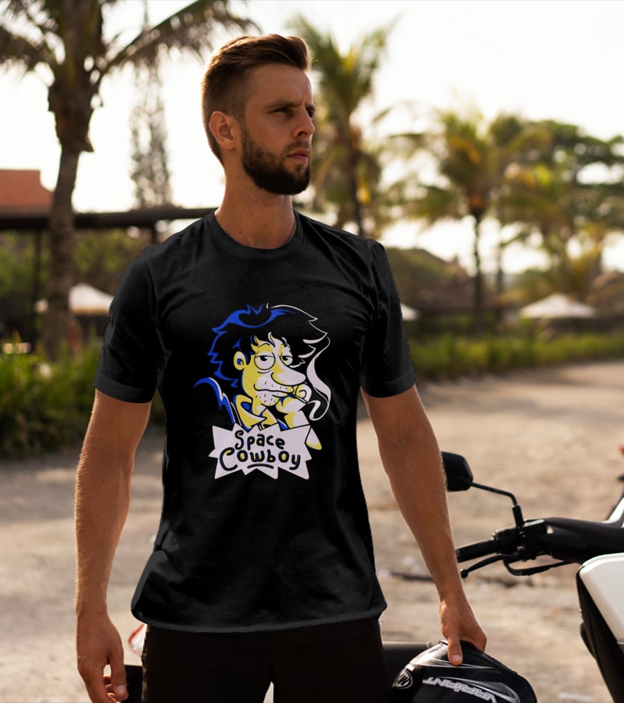 Space Cowboy Smoking Cartoon Character T-Shirt