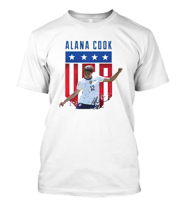 Alana Cook US Soccer Star #12 USA Shield And Signature T-Shirt