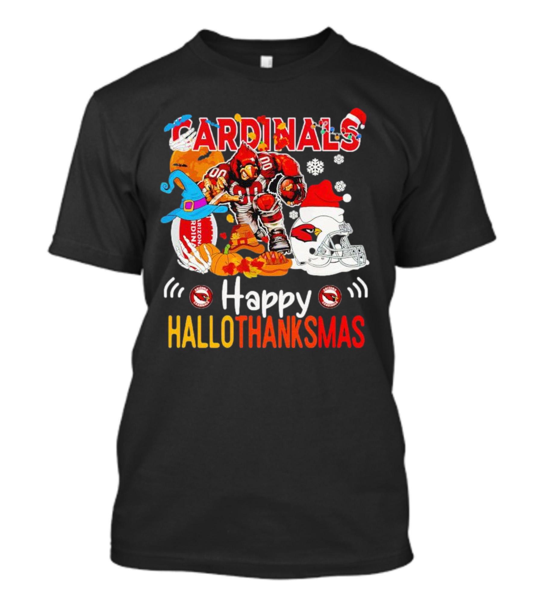 Cardinals Mascot 88 Happy Hallothanksmas Arizona T-Shirt