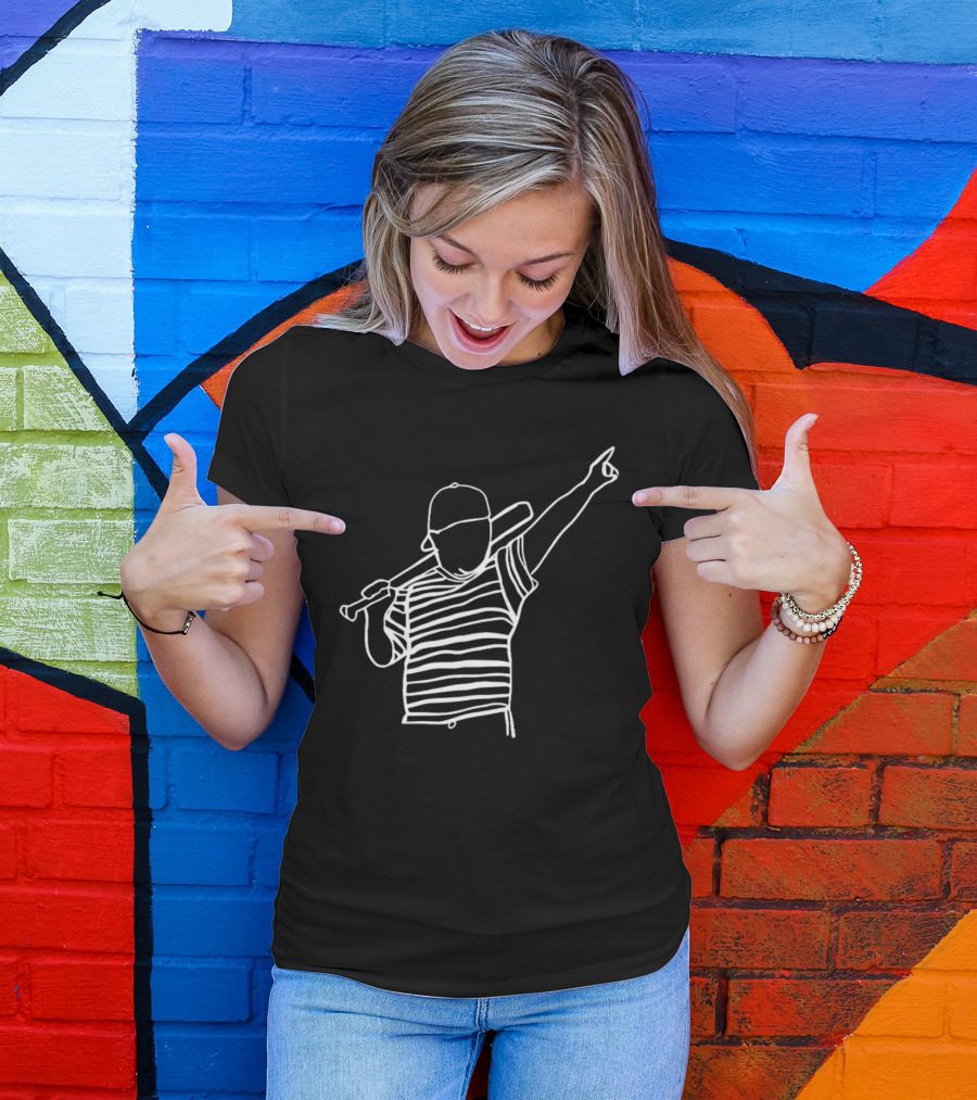 Baseball Player Stripe Pose Drawing T-Shirt