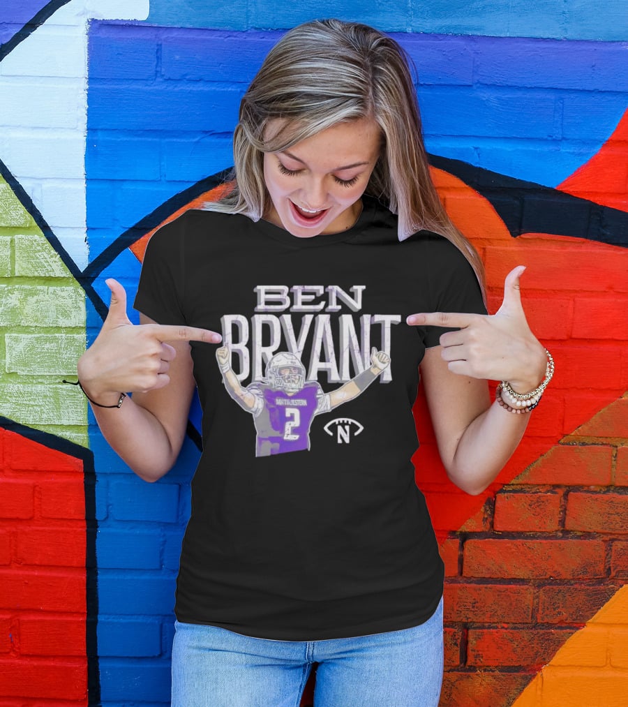 Ben Bryant Northwestern Football Player Number 2 Victory Pose T-Shirt